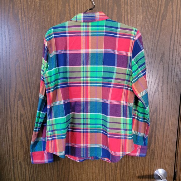 NWOT Chaps Ralph Lauren Plaid Zip Up Shacket Top Bold Colored Plaid Size Medium - Picture 16 of 16